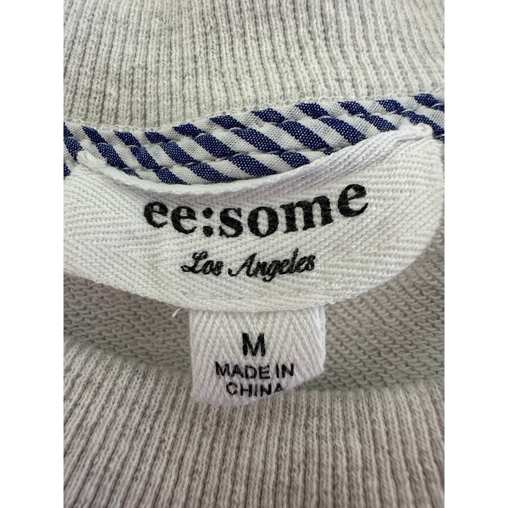 ee some Womens Gray Crew Neck Sweatshirt‎ Pink Bow and Striped Shirt Trim Size M - Picture 8 of 9